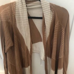 BCBG camel asymmetrical cardigan